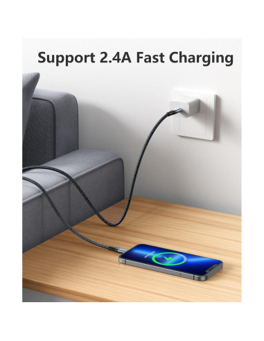 Cable Lightning 3ft Dasku MFi Carga Rápida Nylon Trenzado