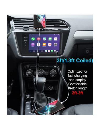 Cable USB C Rápido PRAKIE 0.91m 66W 2Pack Plata