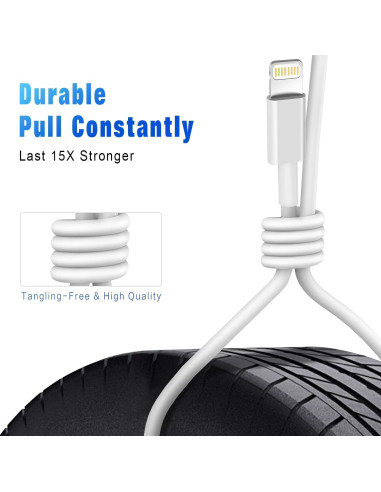 Cable de carga rápida Lightning DFLASH 3 Unidades 3FT MFi