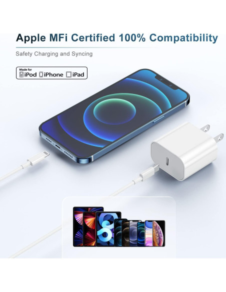 Cable de Carga Rápida USB C a Lightning Cionum 2Pack 1.83m Cable de Carga Rápida USB C a Lightning Cionum 2Pack 1.83m