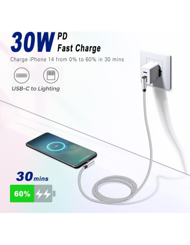 Paquete de 2 Cables USB C a Lightning 1.83m Hi-Mobiler MFi