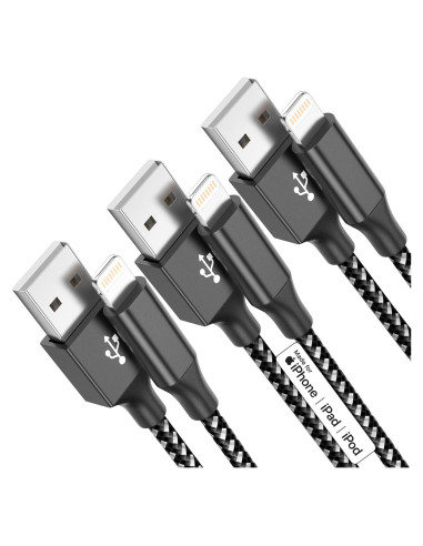 Cargador Lightning Bkayp MFi 3pack 3m Carga Rápida iPhone