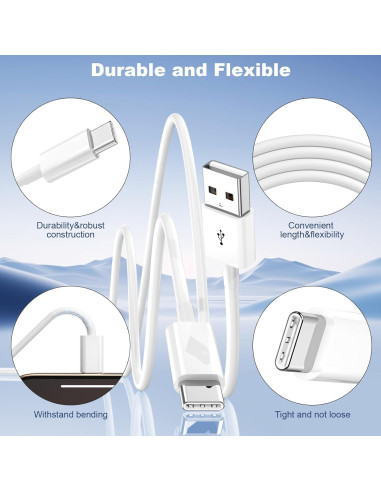 Cable Carplay USB A a USB C 2Pack 91cm Blanco - iPhone 15/16