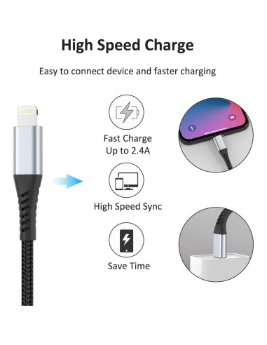 Cable corto USB a Lightning PEAKLIFT 15 cm - Paquete de 3