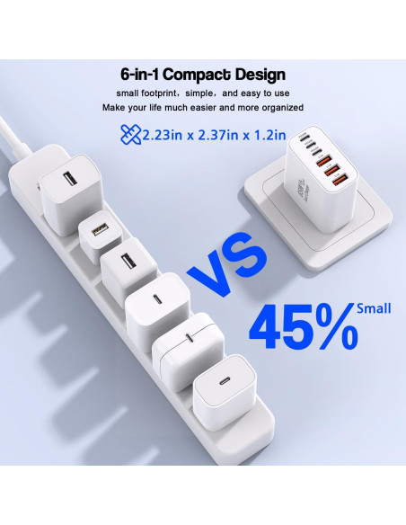 Cargador USB C 65W Rápido 2Pack con Cable 6FT - iPhone Compatible Cargador USB C 65W Rápido 2Pack con Cable 6FT - iPhone Compatible