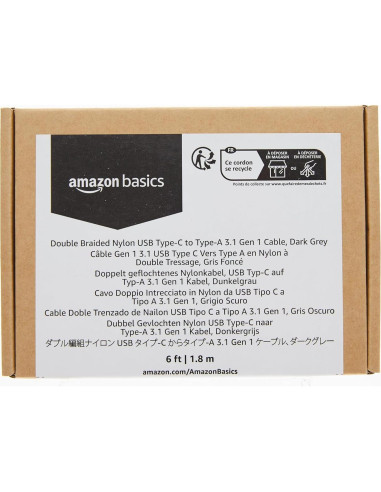 Cable de carga rápida USB-C a USB-A 1.8m Amazon Basics