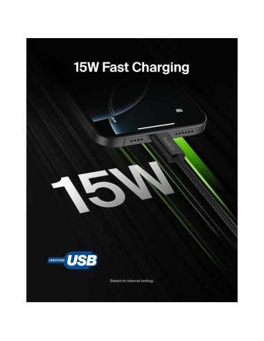 Cable USB A a USB C Belkin 2M 15W Carga Rápida Negro