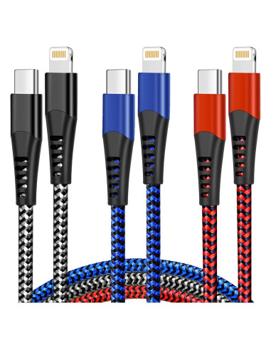 Cable USB C a Lightning 3 Pack 1.83m Cargador MFi iPhone