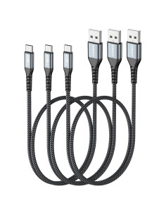 Cable USB A a USB C SUNGUY 1.5FT 3A Carga Rápida 3 Pack