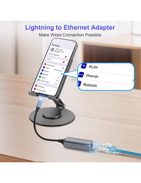 Adaptador Lightning a Ethernet Junsky 100Mbps Gris Adaptador Lightning a Ethernet Junsky 100Mbps Gris