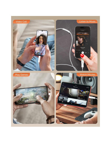 Adaptador de Audio Lightning a USB C MoKo para iPhone 16e/16/15 Pro