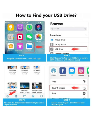 Adaptador USB Lightning a USB Wahbite para iPhone/iPad