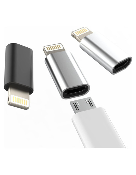 Adaptador Micro USB a Lightning 3 Pack HOYULLI Carga Rápida Adaptador Micro USB a Lightning 3 Pack HOYULLI Carga Rápida