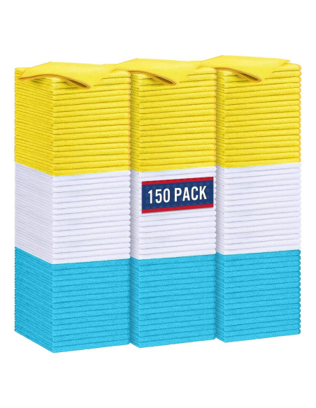 Paño de limpieza de microfibra GLIMGLINT, 150 unidades 35.56x30.48cm Paño de limpieza de microfibra GLIMGLINT, 150 unidades 35.56x30.48cm
