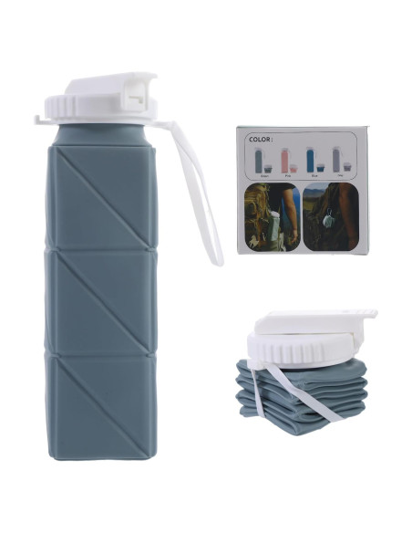 Botella de Agua Plegable XSSDPDC 620ml Silicona Azul Botella de Agua Plegable XSSDPDC 620ml Silicona Azul