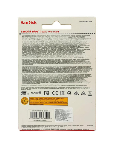 Tarjeta de Memoria SanDisk Ultra 64GB SDXC UHS-I 100MB/s