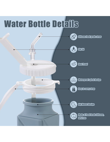 Botella de Agua Plegable XSSDPDC 620ml Silicona Azul Botella de Agua Plegable XSSDPDC 620ml Silicona Azul