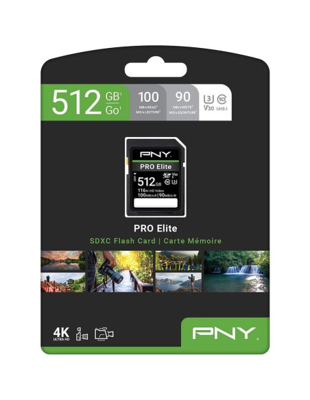 Tarjeta de Memoria Flash PNY 512GB PRO Elite U3 V30 100MB/s Tarjeta de Memoria Flash PNY 512GB PRO Elite U3 V30 100MB/s