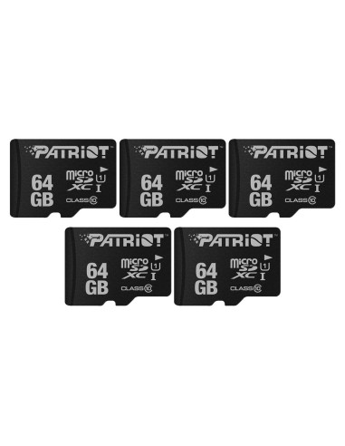 Tarjeta Micro SD Patriot LX 64GB Paquete de 5 Clase 10
