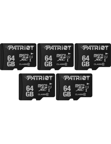 Tarjeta Micro SD Patriot LX 64GB Paquete de 5 Clase 10