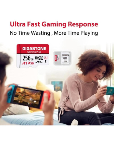 Tarjeta Micro SD Gigastone 256GB Gaming Plus UHS-I A1 U3
