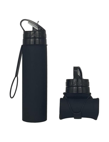 Botella de Agua Plegable Vadoworld 443ml Silicona Negra