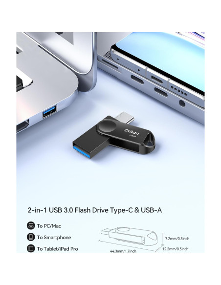Unidad Flash Dual USB Tipo C y A 128GB Kootion Negra