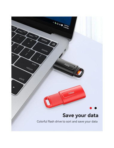 Aiibe 128GB Unidad Flash USB 2.0 - Paquete de 2 (Negro y Rojo)