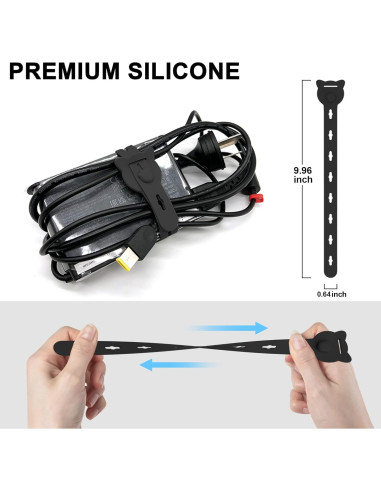 Correas de Cable Reutilizables Nearockle 12 Piezas Silicona 25.4x1.5cm