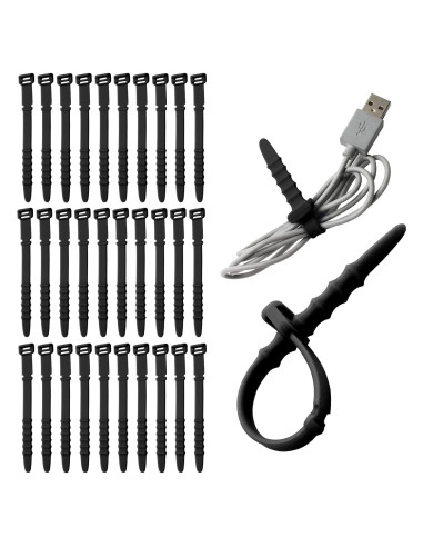 30 Sujetadores de Silicona Litoexpe 11.43 cm Reutilizables Negro