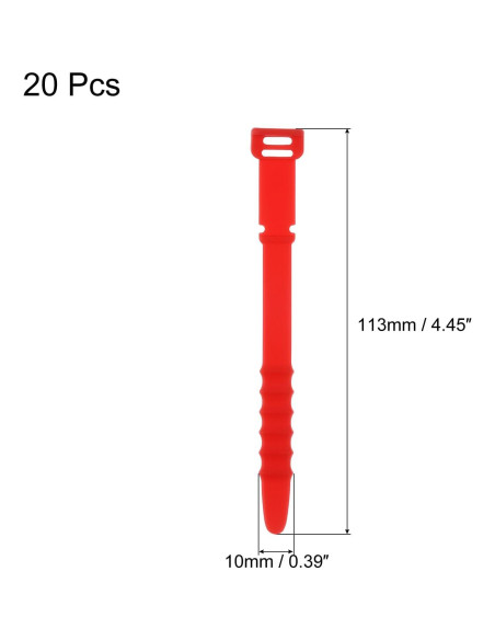 20 Bridas de Silicona Reutilizables uxcell 11.43 cm Rojas 20 Bridas de Silicona Reutilizables uxcell 11.43 cm Rojas