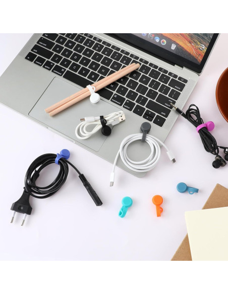 Bridas Magnéticas de Silicona JIYIN 8 Piezas Organizador de Cables Bridas Magnéticas de Silicona JIYIN 8 Piezas Organizador de Cables