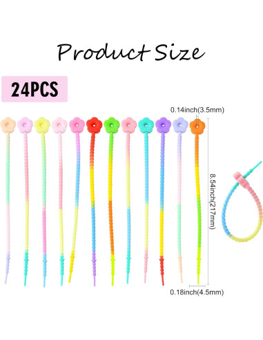 Ataduras de Cable Silicona LiQunSweet 24 Pcs Flor Gradiente