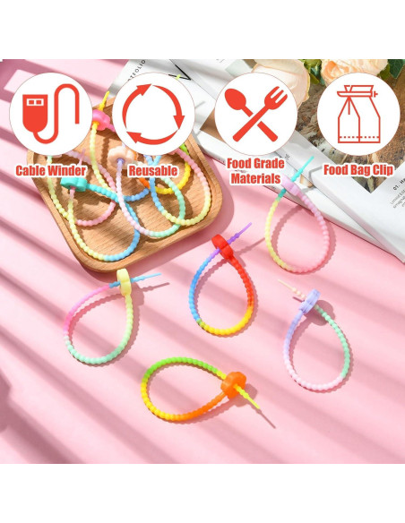 Ataduras de Cable Silicona LiQunSweet 24 Pcs Flor Gradiente Ataduras de Cable Silicona LiQunSweet 24 Pcs Flor Gradiente