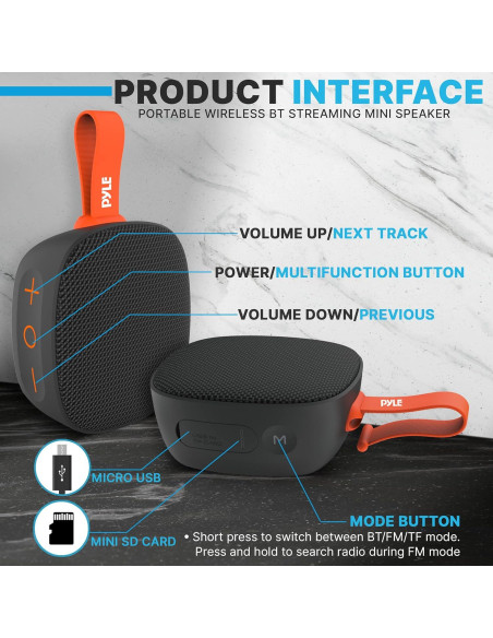 Altavoz Bluetooth Pyle PCLSB1BK.7 Portátil Impermeable IPX7 Altavoz Bluetooth Pyle PCLSB1BK.7 Portátil Impermeable IPX7