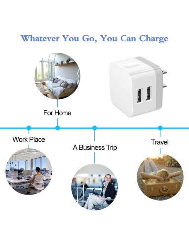 Cargador de Pared USB Dual HOOTEK 2 Puertos 2.4A Blanco