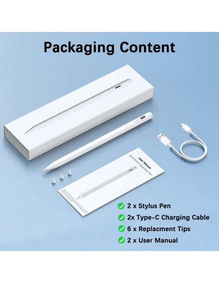 2 Pack Lápiz Stylus Activo EcoPestuGo para iPad 2018-2025 2 Pack Lápiz Stylus Activo EcoPestuGo para iPad 2018-2025