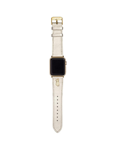 Banda de Reloj de Cuero Genuino Lilly Pulitzer 42-45mm Dorado