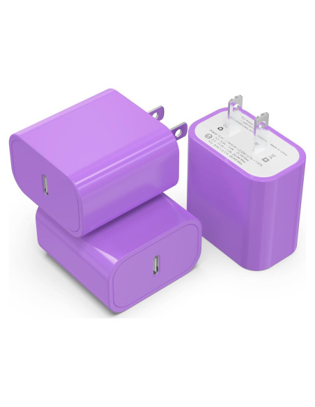 3Pack Cargador USB C 20W iGENJUN Adaptador Rápido Púrpura 3Pack Cargador USB C 20W iGENJUN Adaptador Rápido Púrpura