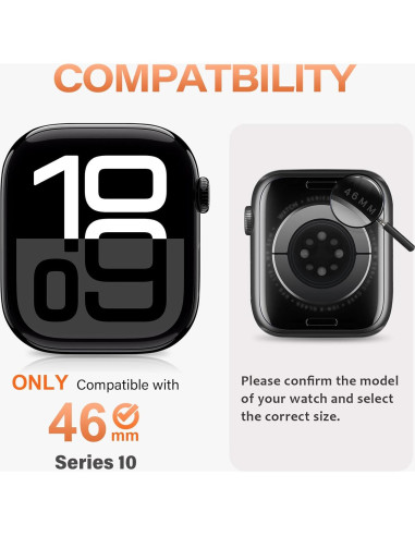 Funda de Metal Amizee para Apple Watch Series 10 46mm Titanio