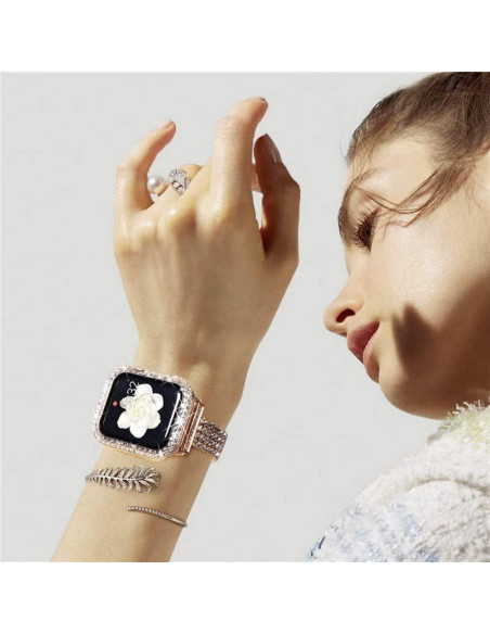 Funda Brillante HANKN para Apple Watch 45mm - Protector Vidrio Templado Funda Brillante HANKN para Apple Watch 45mm - Protector Vidrio Templado