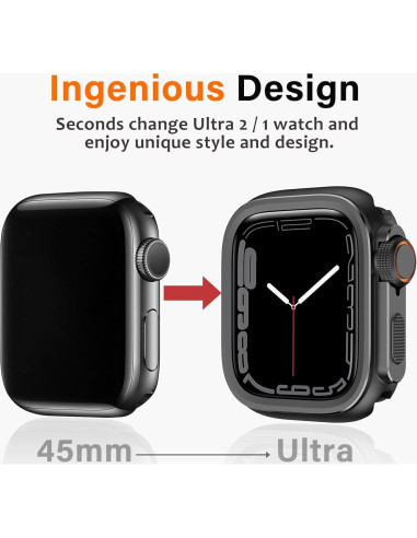 Funda de Metal Amizee para Apple Watch 45mm Negra - Resistente