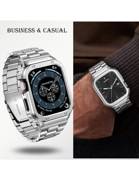 Banda y Caja de Acero Inoxidable MioHHR para Apple Watch 46mm Banda y Caja de Acero Inoxidable MioHHR para Apple Watch 46mm