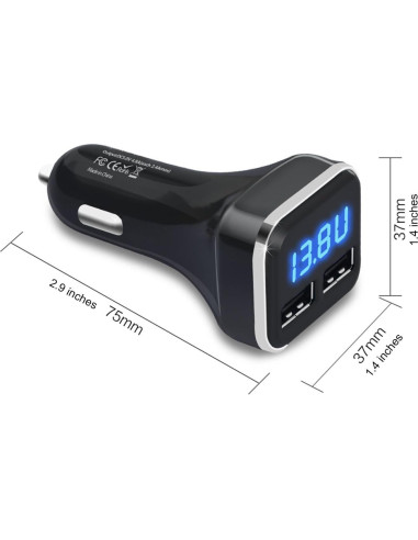 Cargador de Coche USB Doble JEBSENS 4.8A 24W con Pantalla LED