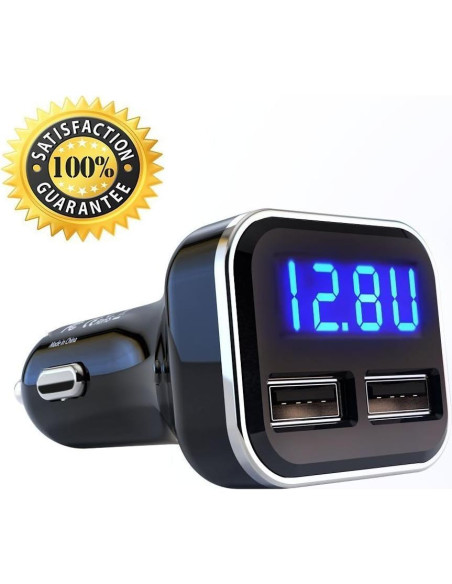 Cargador de Coche USB Doble JEBSENS 4.8A 24W con Pantalla LED Cargador de Coche USB Doble JEBSENS 4.8A 24W con Pantalla LED