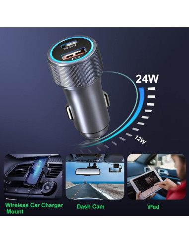 Cargador de Coche USB C Bangfun 36W Dual 5 Pack Carga Rápida