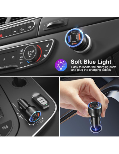 Cargador de coche USB C 65W Bangfun 4 puertos QC/PD 12V