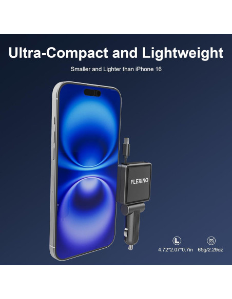 Cargador de Coche Retráctil Flexino 30W USB-C para iPhone 16 Cargador de Coche Retráctil Flexino 30W USB-C para iPhone 16