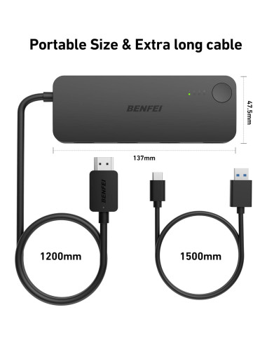 Interruptor HDMI 4 en 1 BENFEI 4K@60Hz 10M Compatible PS5