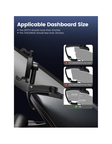 Soporte para teléfono en automóvil Jawhalt 7760 360 rotación